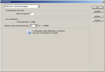 Mais memória para o Photoshop