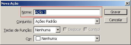 criando ação no Photoshop