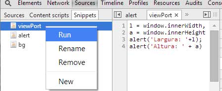 Rodando snippets no navegador