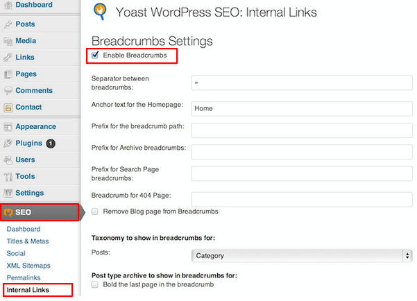 Ativando Breadcrumbs no Plugin Yoast WordPress SEO