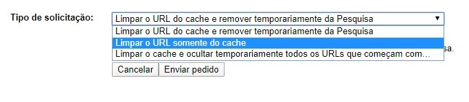 Ferramenta remover cache do Google