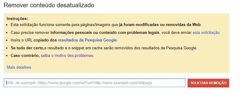 Ferramenta de remoção de conteúdo desatualizado 