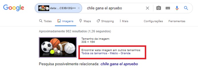 Buscar por imagens de outros tamanhos